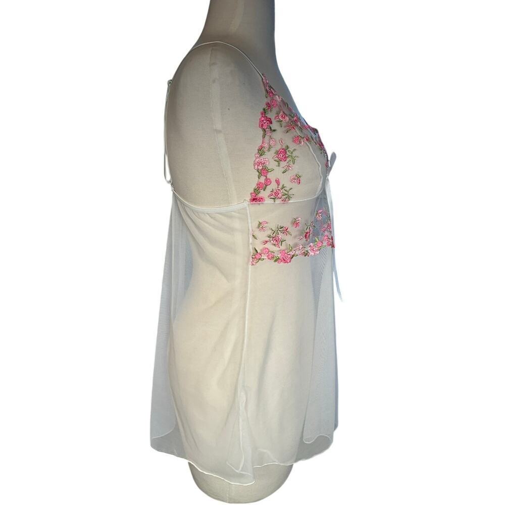 Coquette Fairy Lace Babydoll Chemise Embroidered Rose Sheer Lingerie Small - Picture 3 of 8